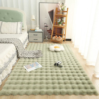 Tapis moderne 3D à bulles en fausse fourrure de lapin, doux et moelleux en polyester – Convient aux animaux domestiques, antidérapant, lavable pour la prière, les pique-niques et le salon