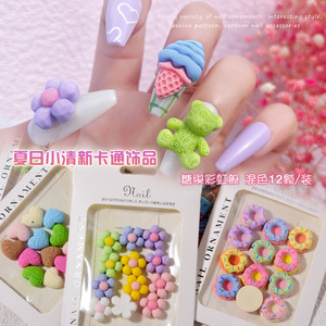 Nueva llegada 3D nail art charms helado sol <span class=keywords><strong>flores</strong></span> osos sonrisa corazones verano <span class=keywords><strong>2022</strong></span> decoración de resina de <span class=keywords><strong>uñas</strong></span> kawaii nail charms - Product Image 2