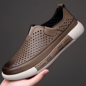 Mocasines de Piel Sintética para Hombre, Transpirables, Casuales de Verano, Color Marrón, Cierre Deslizante, Cómodos, Ligeros, Antideslizantes para Primavera - Product Image 4