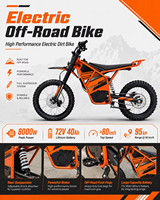 MD-2X 10000W Peak Elektrikli Arazi Motosikleti 72V 40Ah 95km/s Yüksek Hızlı Off Road E Motosiklet