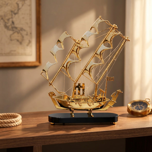 Modèle de voilier décoratif en laiton, artisanal, décoration nautique pour la maison, le bureau, la table, cadeau maritime et aménagement intérieur - Product Image 3