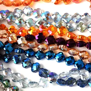 用于珠宝制作的扁平三叶草十字珠6毫米/8毫米切面水晶灯罩手链DIY工艺品配件的玻璃珠