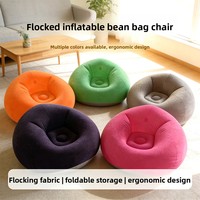 Fauteuil gonflable minimaliste moderne, chaise longue paresseuse pliable en velours floqué pour salon et chambre à coucher