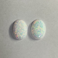 Cabochon Ovale Synthétique Opale Blanc Feu Noir Opale Pierre Flatback Cabochon Opales Gemme