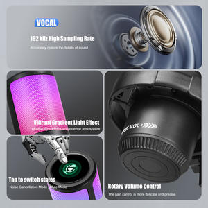 Microphone à condensateur de jeu MS15 Kit de vlogging avec écran anti-pop Taux <span class=keywords><strong>d</strong></span>'échantillonnage 192 kHz Sans pilote Lumière RVB Microphone de bureau pour Youtube - Product Image 3