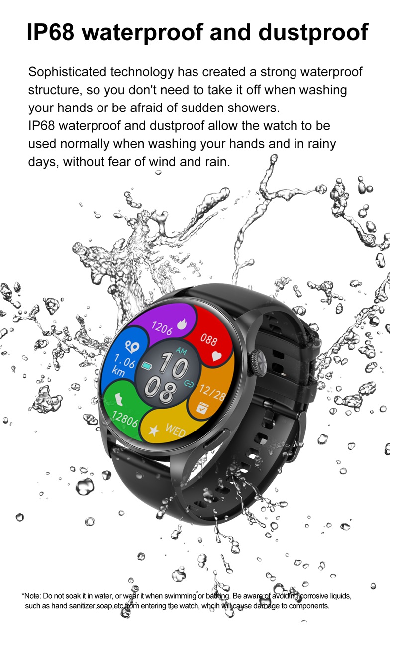 New Arrival DT3 New 1.45 Inch 412 x 412 Pixel Round Screen Fitness Tracker IP68 Waterproof BT Calling Smart Watch for Men