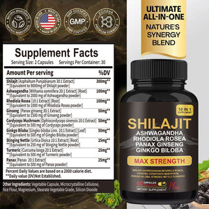 OEM Private Label 10-in-1 Gouden Capsule Pure Himalaya Shilajit Capsules Ashwagandha Capsules voor Gezondheid Voedingssupplement - Product Image 6
