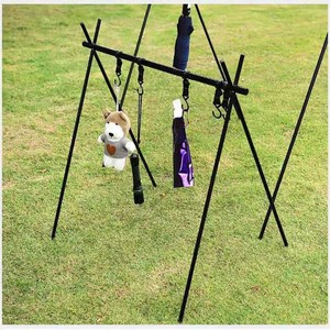 Portable Outdoor Camping Storage Rack Aluminum Alloy Triangle Clothes Hanger For Travel And <b>BBQ</b> Use - Product Image 1