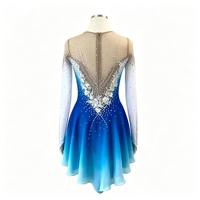 Robe de compétition de patinage artistique en tissu haut de gamme, ornée de strass scintillants, à manches longues, pour adultes et enfants, pour spectacle sur glace