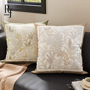 Coussin carré décoratif style naturel avec motif végétal, housse amovible pour salon, chambre, voiture, décoration intérieure - Product Image 3