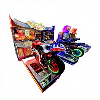 Machine de jeu vidéo de course de moto pour centre de divertissement familial à monnayeur, avec cabinet en métal et plastique et carte mère LED