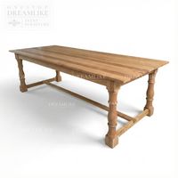Table de ferme longue en bois massif finition naturelle pour l'extérieur, l'intérieur, les hôtels, les banquets, les salles de conférence