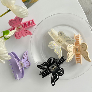 Pinces à cheveux papillon en cristal brillant à la mode coréenne outils de coiffure en plastique doux pour femmes filles coiffure à usage quotidien - Product Image 3