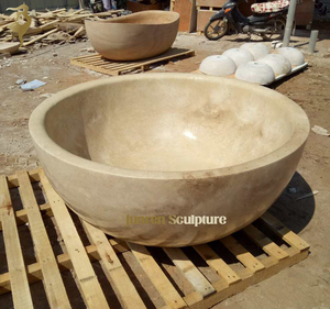 Giá rẻ tự nhiên màu be đá cẩm thạch bồn tắm <span class=keywords><strong>gohera</strong></span> màu be đá vôi đá cẩm thạch bồn tắm freestanding - Product Image 3