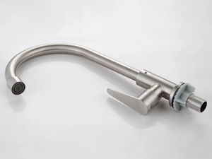 Gran oferta, grifo de fregadero de cocina de acero inoxidable 304 de agua fría de un solo Mango, grifo de agua de níquel cepillado montado en cubierta, embalaje en blíster - Product Image 2