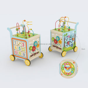 <span class=keywords><strong>Chariot</strong></span> marchette pour bébé Cube d'activités en bois avec jouet trieur de formes multifonctionnel apprenant le labyrinthe de perles <span class=keywords><strong>chariot</strong></span> à pousser occupé - Product Image 6