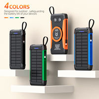 Batterie externe solaire 10000mAh 22.5W à charge rapide, chargeur portable sans fil 15W avec câbles intégrés et lampe torche LED pour l'extérieur