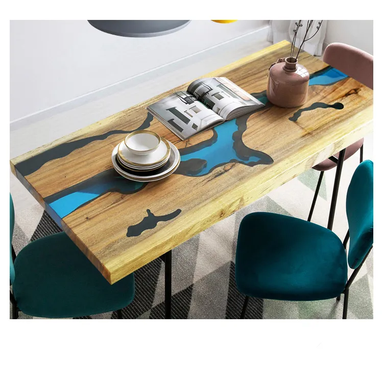 Полимерный чайный столик речной резки, многофункциональный деревянный стол, обеденный стол из смолы