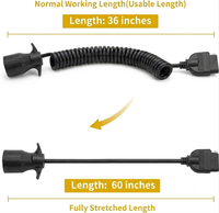 Adaptateur de prise de remorque enroulée 7 broches (rond) vers 5 broches (plate) pour vente en gros, adaptateur de câblage de remorque enroulé 7 broches vers 5 broches, longueur totale 5 pieds
