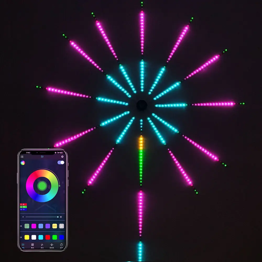 Bande lumineuse LED pour feux d'artifice de Noël, télécommande de couleur de rêve, musique intelligente, RVB d'intérieur