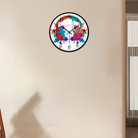 Lukisan Jam Dinding Pemandangan Mediterania, Dekorasi Dinding Rumah Modern untuk Kamar Anak/Kamar Tidur, Lukisan Porselen Kristal Ekspor.