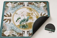 Tapis de mahjong contemporain de luxe en acrylique, 1 pièce, motif Lotus Heron américain, rose, bleu, vert de Noël, personnalisé et roulé