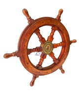 Grand volant de bateau en bois vintage de 12 pouces, en laiton, décoration murale pour les chambres à thème pirate