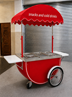 Chariot de présentation mobile pliable en acier inoxydable pour glaces et snacks, avec auvent, idéal pour événements extérieurs – Vente directe usine