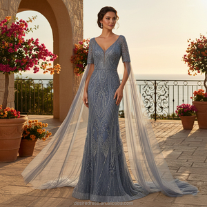 Verified Supplier Grey Blue Wedding Dress Custom Sizing Available