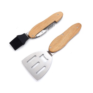 Hot bán 5 trong 1 có thể gập lại <span class=keywords><strong>BBQ</strong></span> đa công cụ bằng gỗ xử lý chức năng cho thịt nướng cắm trại bền phụ kiện kim loại - Product Image 3