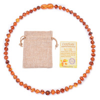 Collar de Ámbar Báltico al por Mayor para Bebés, Pulsera de Ámbar 100% Genuino para Niños, Collares de Cuentas, Longitud Aproximada de 33 cm
