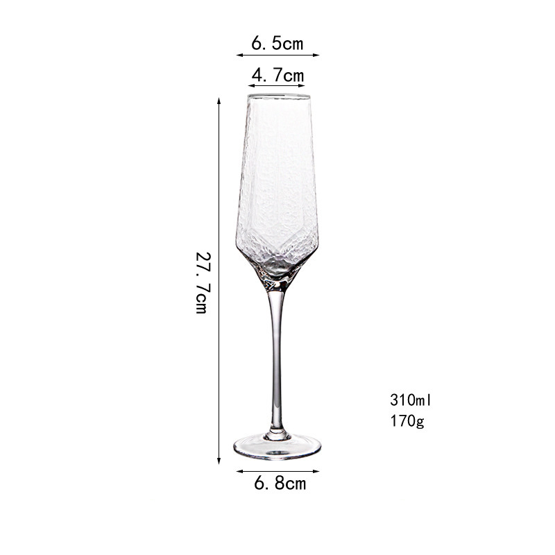 Transparent vertical diamond champagne glass