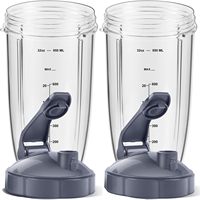 Pièces de rechange pour blender Nutrbullet, lot de 2 gobelets de 32 oz avec couvercle rabattable et joints en caoutchouc, compatibles avec les blenders 600W 900W