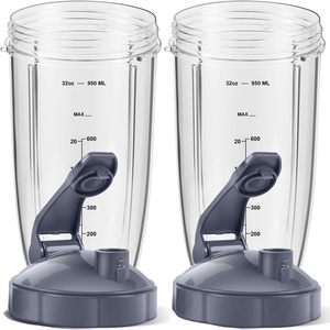 Vasos de Repuesto para Licuadora Nutrbullet, Paquete de 2 Vasos de 32 oz con Tapa Abatible y Juntas de Goma, Compatibles con Licuadoras de 600W y 900W - Product Image 5