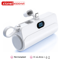 Batterie externe portable 4500 mAh grande capacité avec câble intégré et logo OEM 2026 pour iPhone – Mini Power Bank