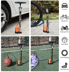 BAIMEI pompa udara sepeda 140PSI, pompa udara sepeda gunung paduan jalan Inflator ban pompa Manual katup Presta Schrader suku cadang sepeda - Product Image 4