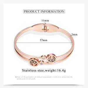 Mode hochwertiges titanstahl-armband manschette damen rose gold baum des lebens frauen anpassbare armbänder