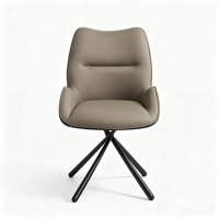 Chaise de salle à manger pivotante en cuir bicolore, chaise d'appoint rotative à 360 degrés avec pieds en métal noir en forme d'étoile pour la salle à manger moderne