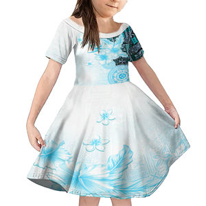 Verano Fiji niños <span class=keywords><strong>Vestido</strong></span> de manga corta fabricantes de ropa impresa <span class=keywords><strong>azul</strong></span> Fijian Tapa patrón encantadores vestidos de fiesta <span class=keywords><strong>para</strong></span> niñas - Product Image 3