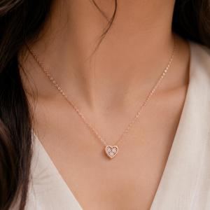 Collar con Colgante de Corazón de Oro Amarillo de 14K, Cadena Delicada, Dije de Corazón con Diamantes Minimalista, Joyería Fina, Regalo para Mujer, Cadena Elegante - Product Image 2