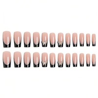 Uñas Postizas K004 Negras con Diseño de Mariposa y Diamantes de Imitación, Estilo Chica Moderna, ABS Premium, Disponibles en Stock, MOQ1, Venta al Por Mayor, Fácil Aplicación