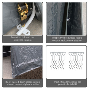 Carpa de Garaje Outsunny para Autos, Motocicletas y Herramientas en Tela Metálica y PE, 280x240x240cm, Gris - Product Image 6