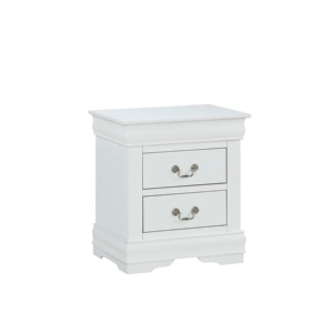 White Louis Philippe Nightstand Solid Wood English Dovetail Construction Antique Nickel Pulls <b>Storage</b> <b>Drawers</b> - Product Image 1