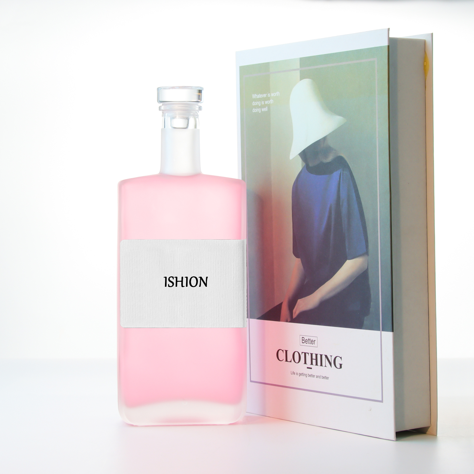 Wholesale Empty Clear Frosted Glass Liquor Bottle 500ml Spirit BRANDY Glass Wine Bottle with Stopper