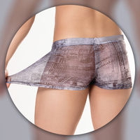Nouveau Style Sexy sous-vêtements hommes léger haute élastique doux Denim jean imprimé maille taille basse personnalisé Boxer culotte 3165