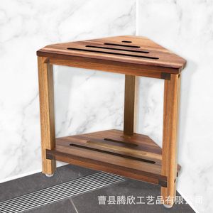 Teng Xin Wooden <b>Corner</b> <b>Shower</b> Stool Solid Wood Multi Tier Bathroom Shelf Storage <b>Unit</b> For Bathrooms - Product Image 1