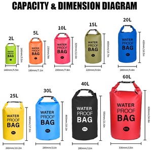 กระเป๋าแห้งกันน้ำ PVC ขนาด 2L 5L 10L 15L 20L 30L สำหรับเดินป่า รับทำโลโก้ตามสั่งจากโรงงาน MOQ ต่ำ - Product Image 3