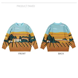 Custom Crewneck Sweater Men OEM Knitting Fuzzy Knitwear Man Fashion Clothing Manufacture