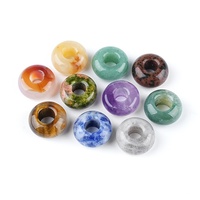 Perles rondes en pierre naturelle de 8*14mm à grand trou, type abaque, pour colliers, bracelets, boucles d'oreilles et artisanat DIY, perles en agate en forme de roue, perles lâches