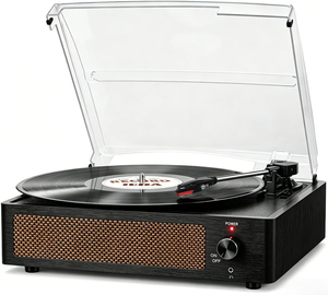 Tocadiscos de Vinilo con Altavoces Integrados, Radio FM USB, Reproducción de 3 Velocidades, Tocadiscos BT, Decoración de Audio para el Hogar, Plástico, Gran Venta - Product Image 4
